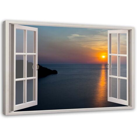 Tableau décoratif Fenêtre Vue Paysage Coucher de soleil 100x70 (1/5)