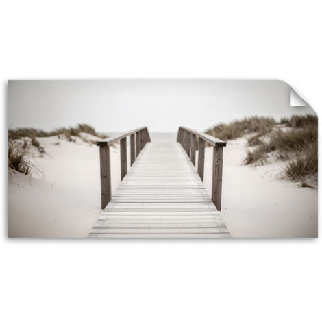 Autocollant mural Ponton sur la plage paysage beige 100x50 (1/3)