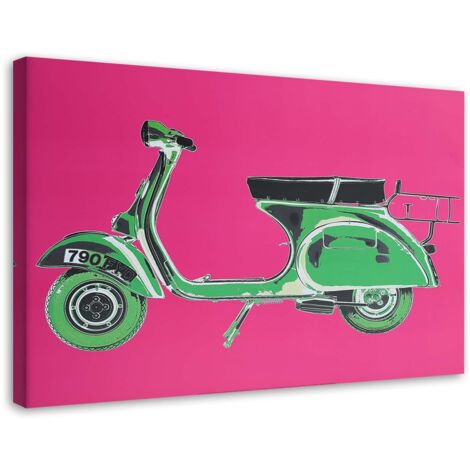 Tableau sur toile Vespa Scooter Rose 100x70 (1/5)