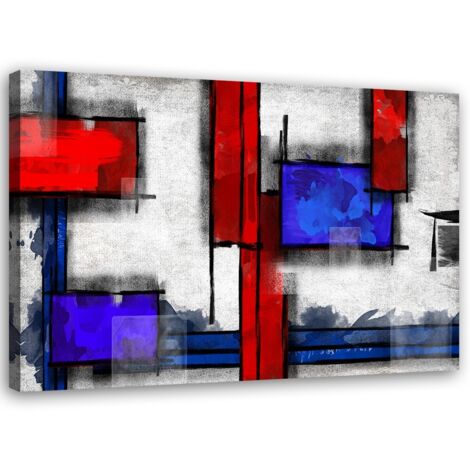 Tableau sur toile Abstraction Bleu Rouge 60x40 (1/5)