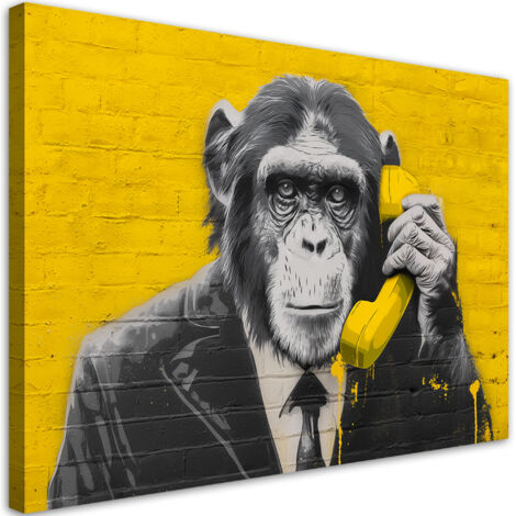 Tableau déco Singe Pop Art Jaune 60x40 (1/5)