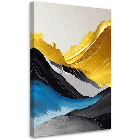 Tableau sur toile Tableau sur toile Abstraction acrylique montagnes or 40x60 (1/5)