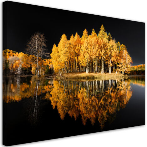 Tableau déco Arbres de forêt automne or 100x70 (1/5)