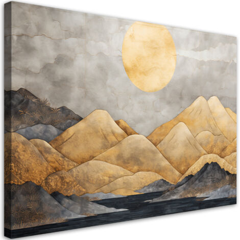 Tableau sur toile Paysage de montagnes dorées abstrait 90x60 (1/5)