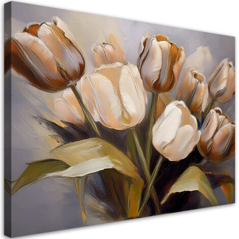 Tableau déco Bouquet de tulipes beige 100x70 (1/5)