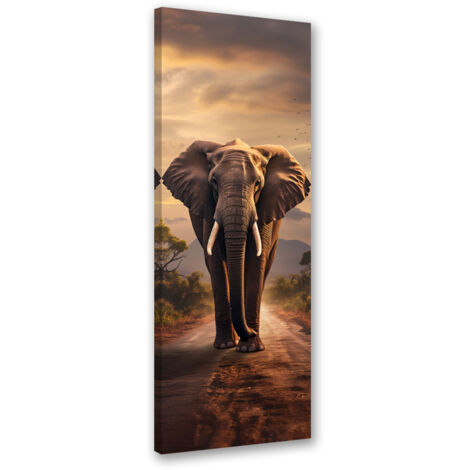 Tableau sur toile Éléphant qui marche 30x90 (1/5)