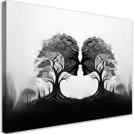 Tableau déco Baiser des arbres Noir et blanc 100x70 (1/5)