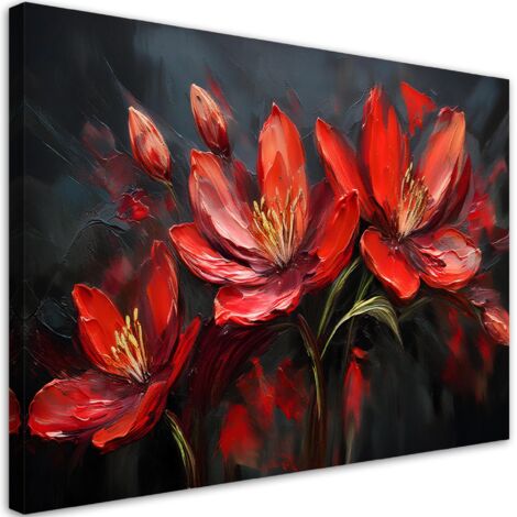 Tableau déco Fleurs Coquelicots Rouge Peint 100x70 (1/5)