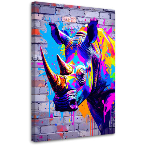 Tableau déco Rhinocéros coloré Animaux abstraits 70x100 (1/4)