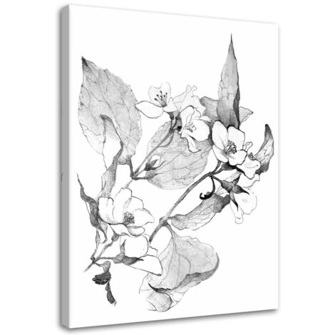 Tableau décoratif Fleurs Noir Blanc Nature 60x90 (1/5)