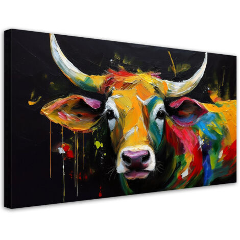 Tableau déco Vache écossaise colorée abstraite 100x50 (1/5)