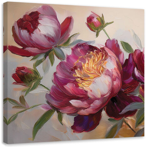 Tableau déco Pivoines Fleurs Rouge Nature 40x40 (1/5)
