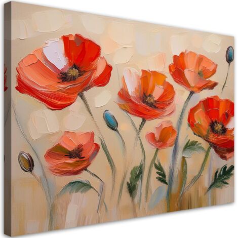 Tableau déco Fleurs coquelicots nature 60x40 (1/5)