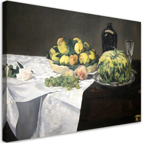 Tableau sur toile Nature morte au melon et aux pêches 60x40 (1/5)