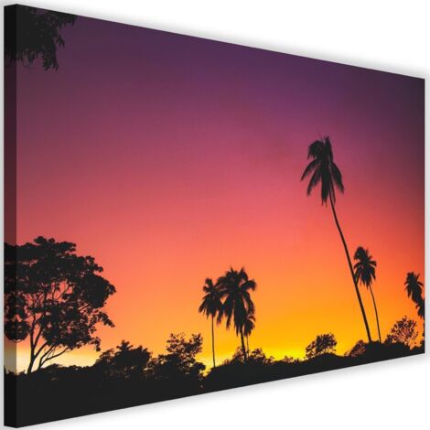 Tableau sur toile Palmiers Coucher de soleil Mer 60x40 (1/5)