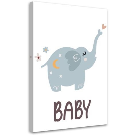 Tableau sur toile Éléphant pour les enfants Boho 60x90 (1/5)