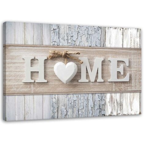 Image sur toile, Inscription Maison sur fond de planches vintage - 60x40 (1/5)