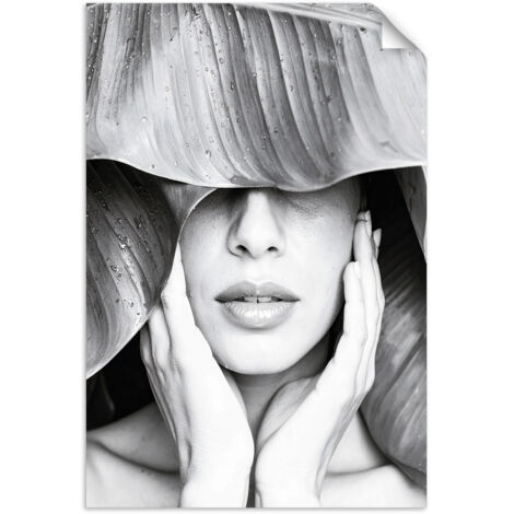 Poster autocollant Femme et feuilles sur la tête 40x60 (1/3)