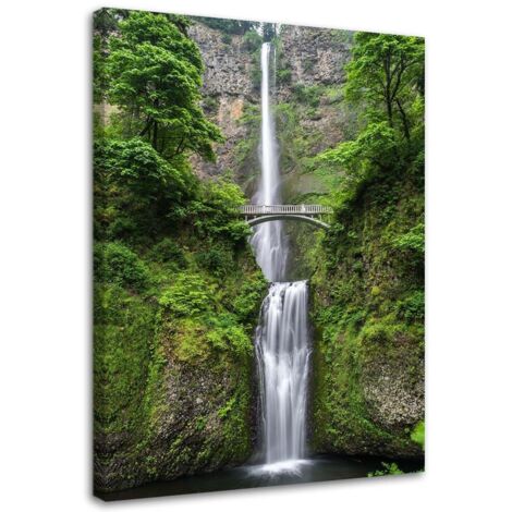 Tableau sur toile Cascade Pont Forêt Nature 40x60 (1/5)