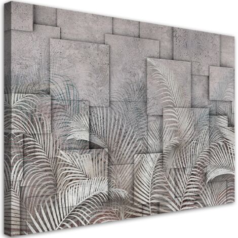 Cadre déco Les feuilles 3D sur le fond imitent le béton 60x40 (1/5)