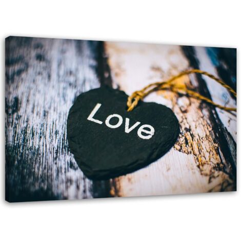 Tableau sur toile Amour Coeur Vintage 60x40 (1/5)