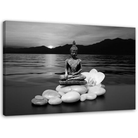 Image sur toile, figure de Bouddha sur pierres - 100x70 (1/5)