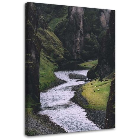 Tableau sur toile Ruisseau Montagne Forêt Nature 40x60 (1/5)