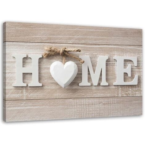 Image sur toile, Inscription Maison dans des tons clairs - 90x60 (1/5)