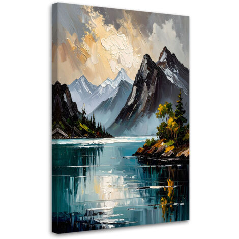 Tableau déco Paysage Lac Montagnes Nature 60x90 (1/4)