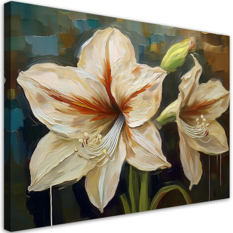 Tableau déco Fleur peinte en blanc 60x40 (1/5)