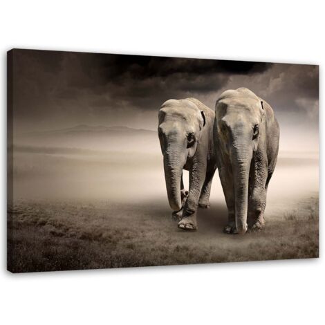 Tableau déco Éléphants d'Afrique 90x60 (1/5)
