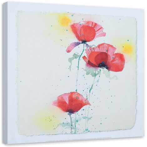 Tableau sur toile Coquelicots aquarelle 30x30 (1/5)