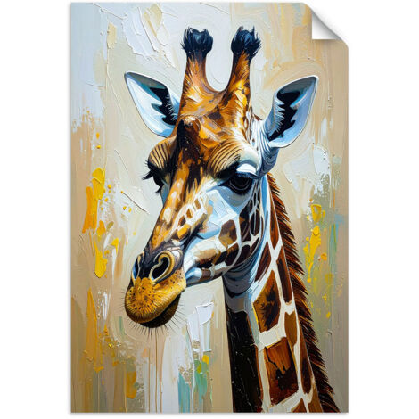 Poster autocollant Girafe imitation peinture à l'huile 20x30 (1/3)