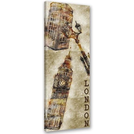 Tableau sur toile Londres Big Ben Rétro Vintage 30x90 (1/5)