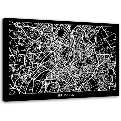 Tableau sur toile Plan de Bruxelles 90x60 (1/5)