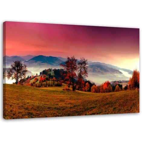 Tableau sur toile Montagne Paysage Prairie Arbre 60x40 (1/5)
