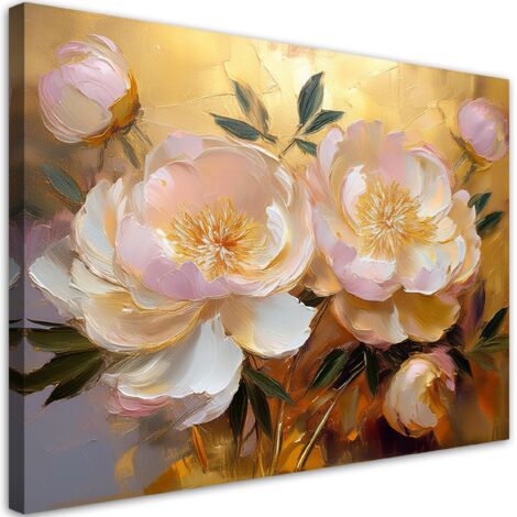 Tableau déco Pivoine fleur peinte 90x60 (1/5)