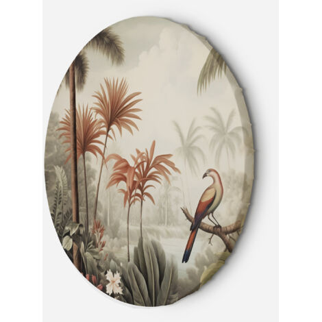 Tableau sur toile Image circulaire Oiseau tropical dans la jungle 80x80 (1/5)