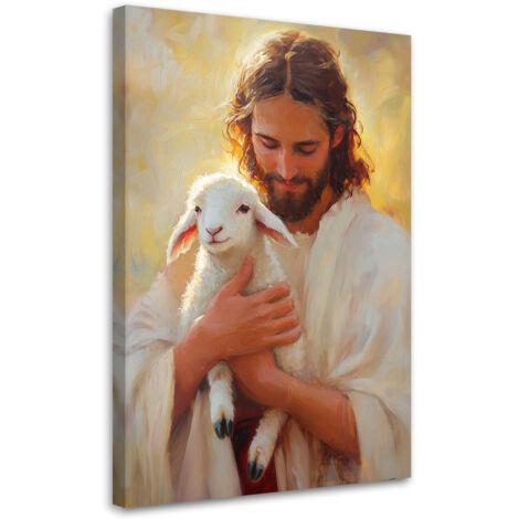 Tableau déco Jésus avec l'Agneau de Dieu 70x100 (1/5)