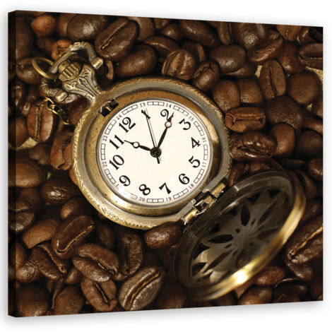 Tableau sur toile Regardez et grains de café 40x40 (1/5)