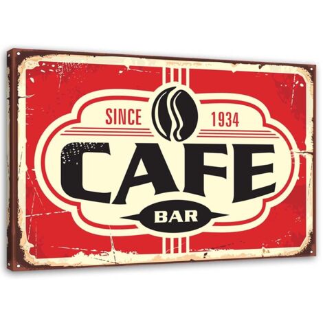 Tableau sur toile Poster Rétro Panneau Cafe 60x40 (1/5)