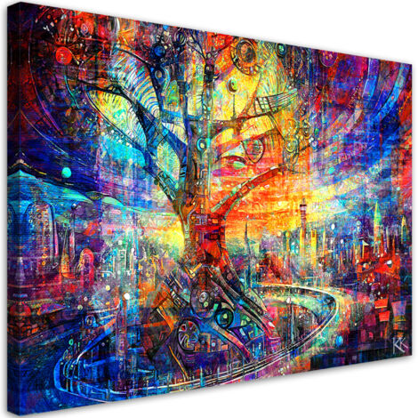 Tableau sur toile Tableau sur toile Arbre abstrait coloré 60x40 (1/5)
