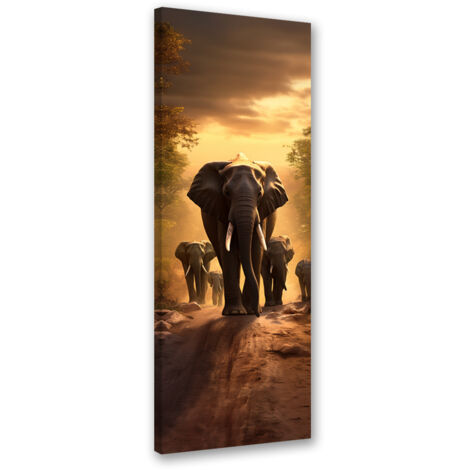 Tableau sur toile Troupeau d'éléphants 30x90 (1/5)
