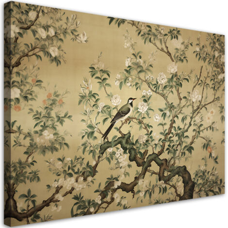 Tableau sur toile Oiseau abstrait Chinoiserie 90x60 (1/5)