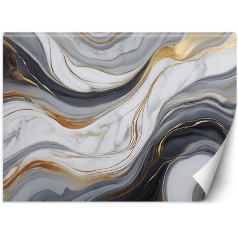 Papier peint Marbre gris blanc avec or 100x70 (1/5)