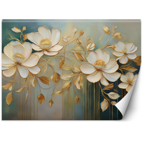 Papier peint Fleurs peintes en blanc 100x70 (1/5)
