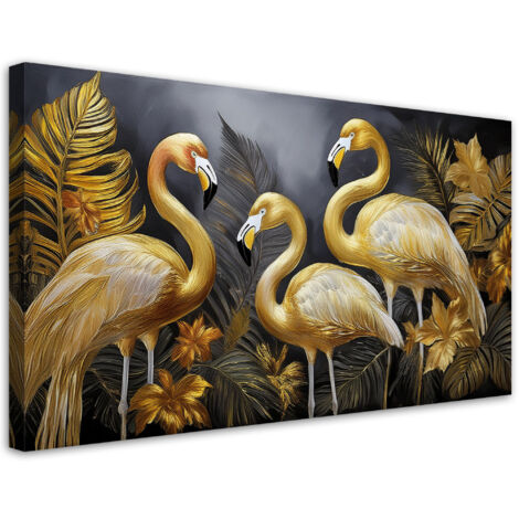 Tableau déco Flamants dorés Oiseaux Glamour 100x50 (1/5)