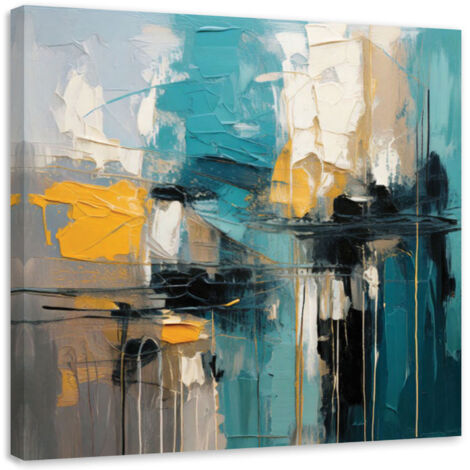Tableau déco Abstraction Texture Minimalisme Turquoise 30x30 (1/5)