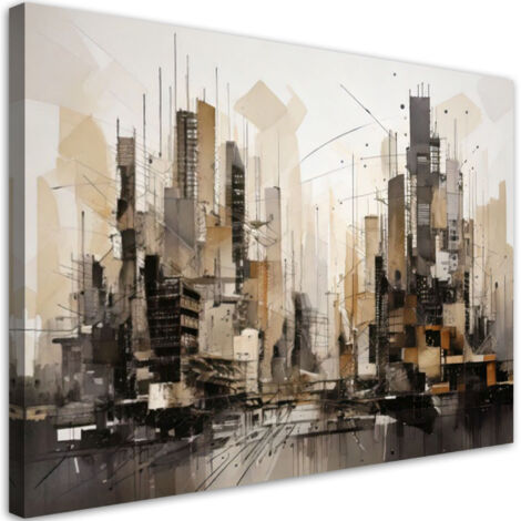 Tableau déco Ville Abstraction beige 100x70 (1/5)