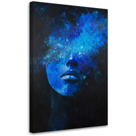 Tableau déco Visage de femme Abstraction bleue 40x60 (1/5)